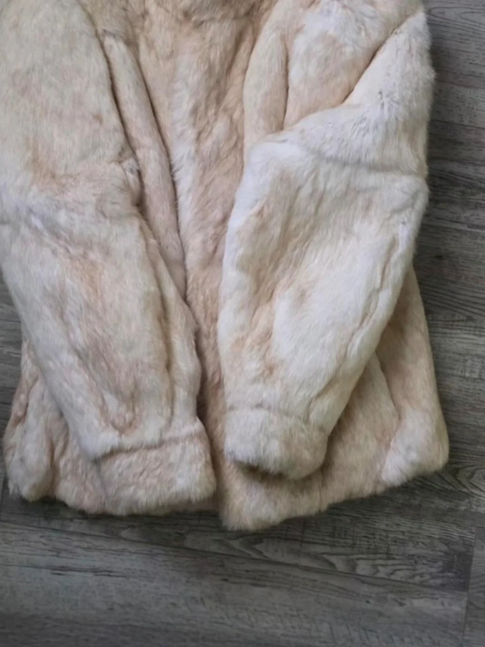Vintage Classic Cream Real Rabbit Fur Jacket - Women's Coat Sz L